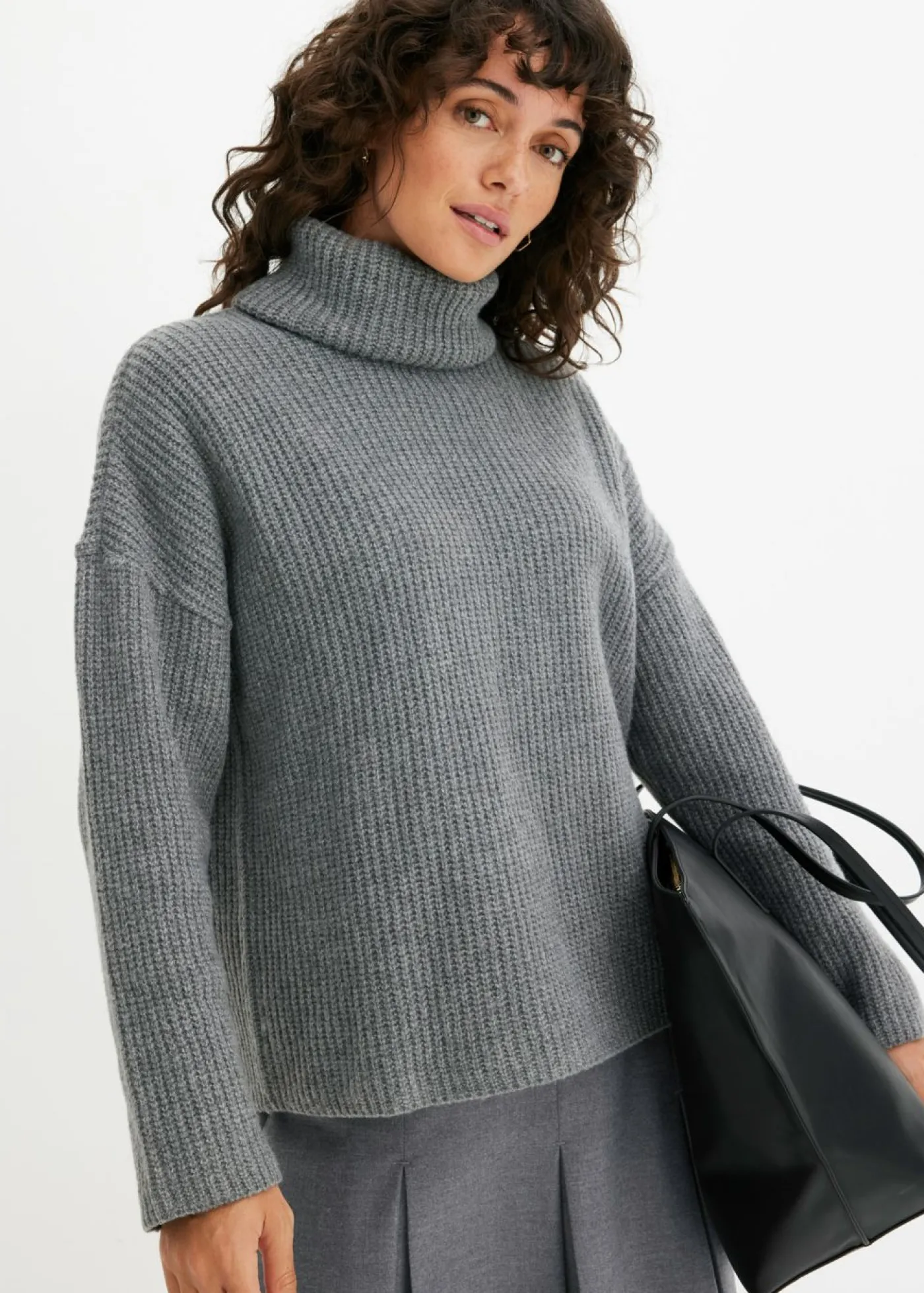 bonprix bonprix Jersey de cuello alto Gris jaspeado