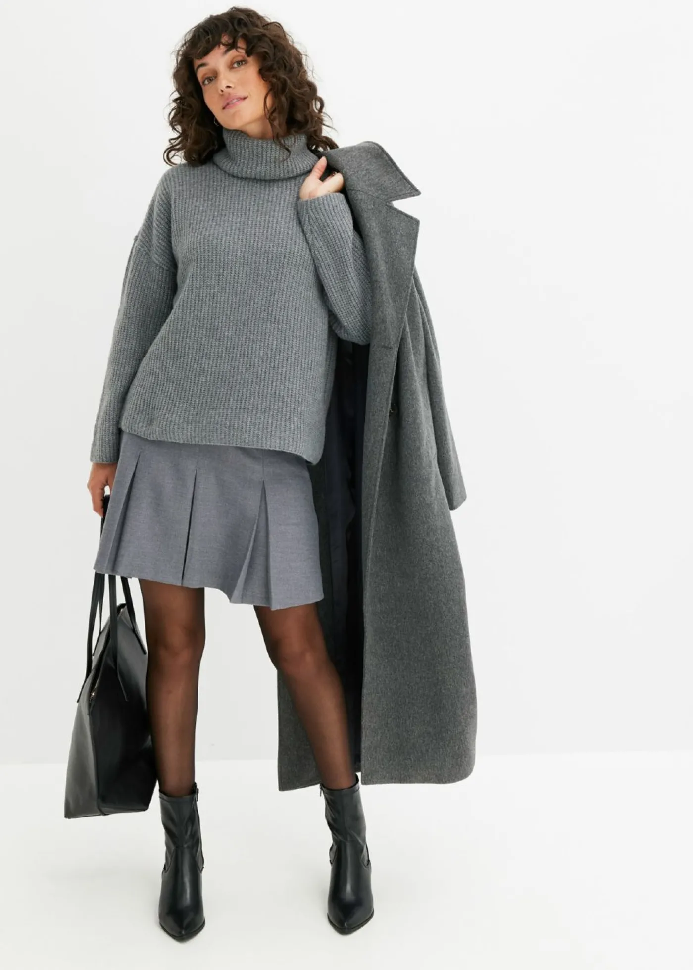 bonprix bonprix Jersey de cuello alto Gris jaspeado
