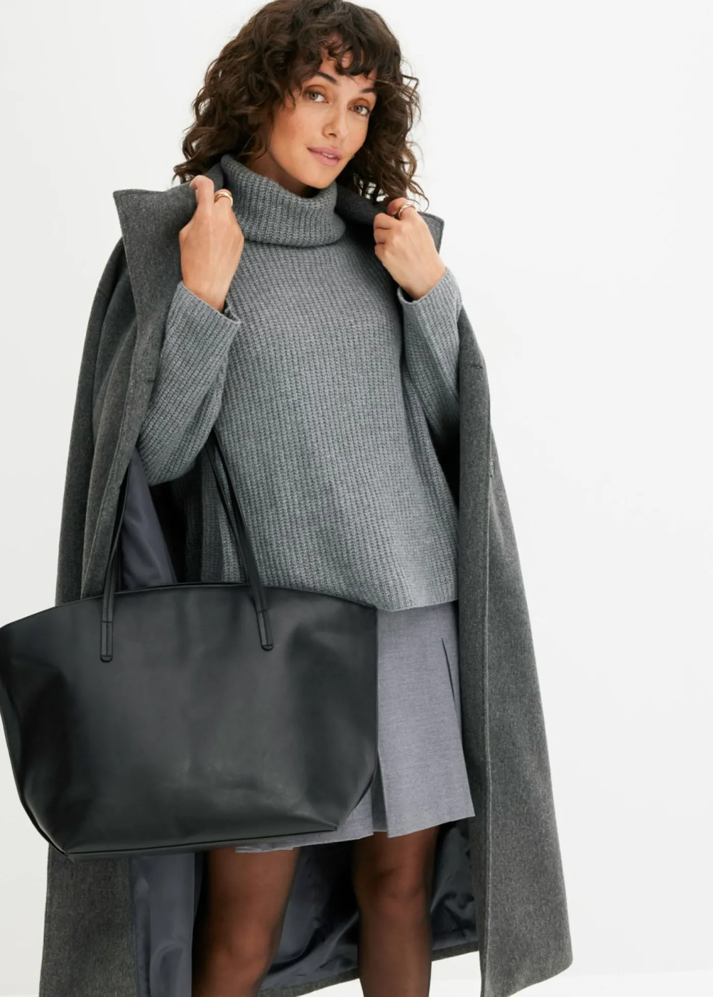 bonprix bonprix Jersey de cuello alto Gris jaspeado