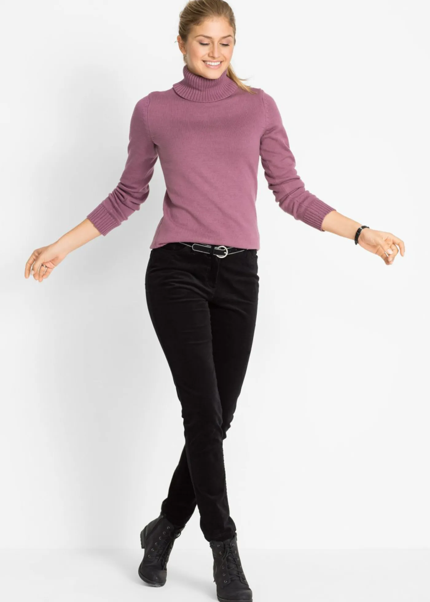 bonprix bonprix Jersey de cuello alto Granate mate Online