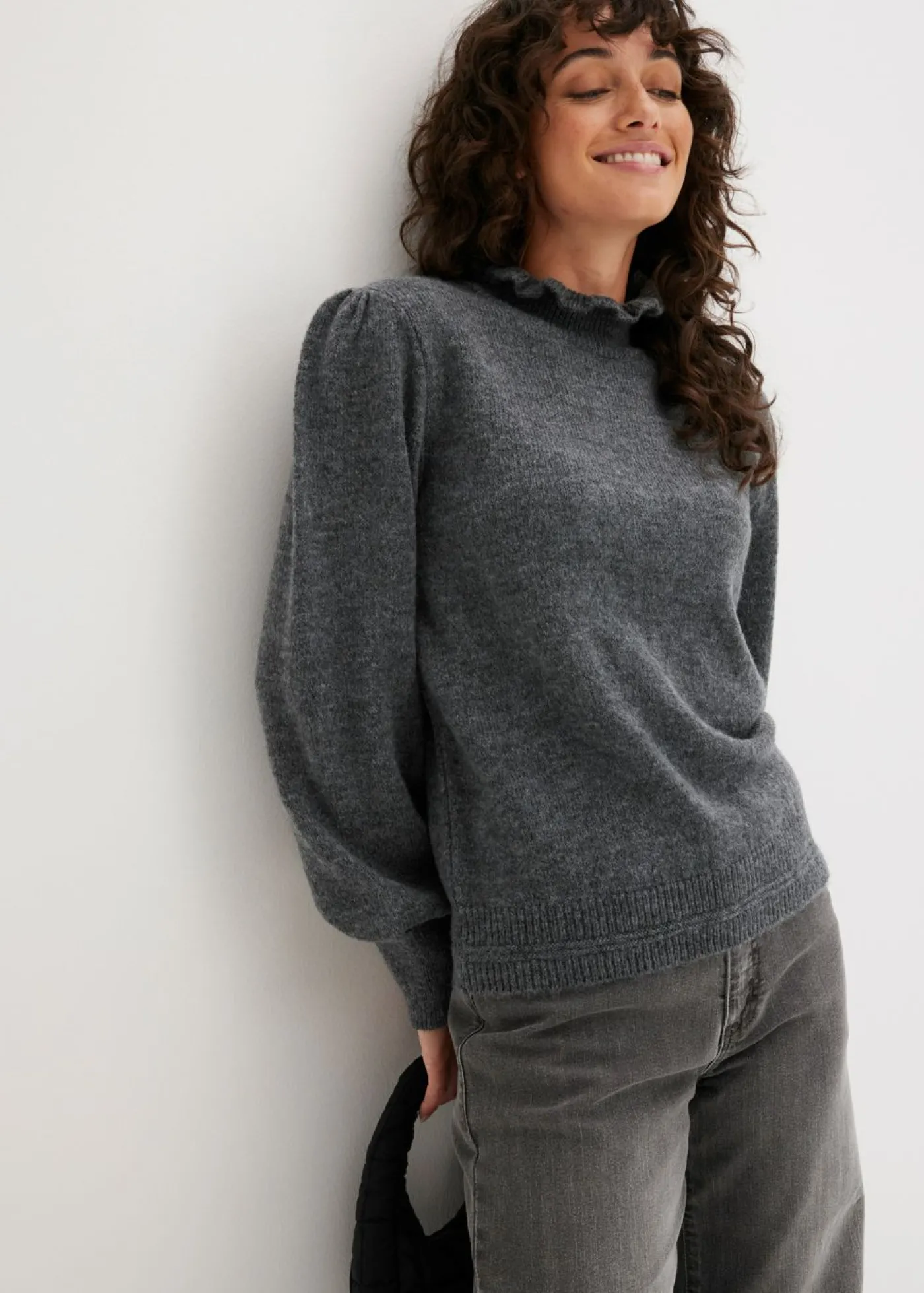 bonprix bonprix Jersey de cuello alto Gris jaspeado Hot