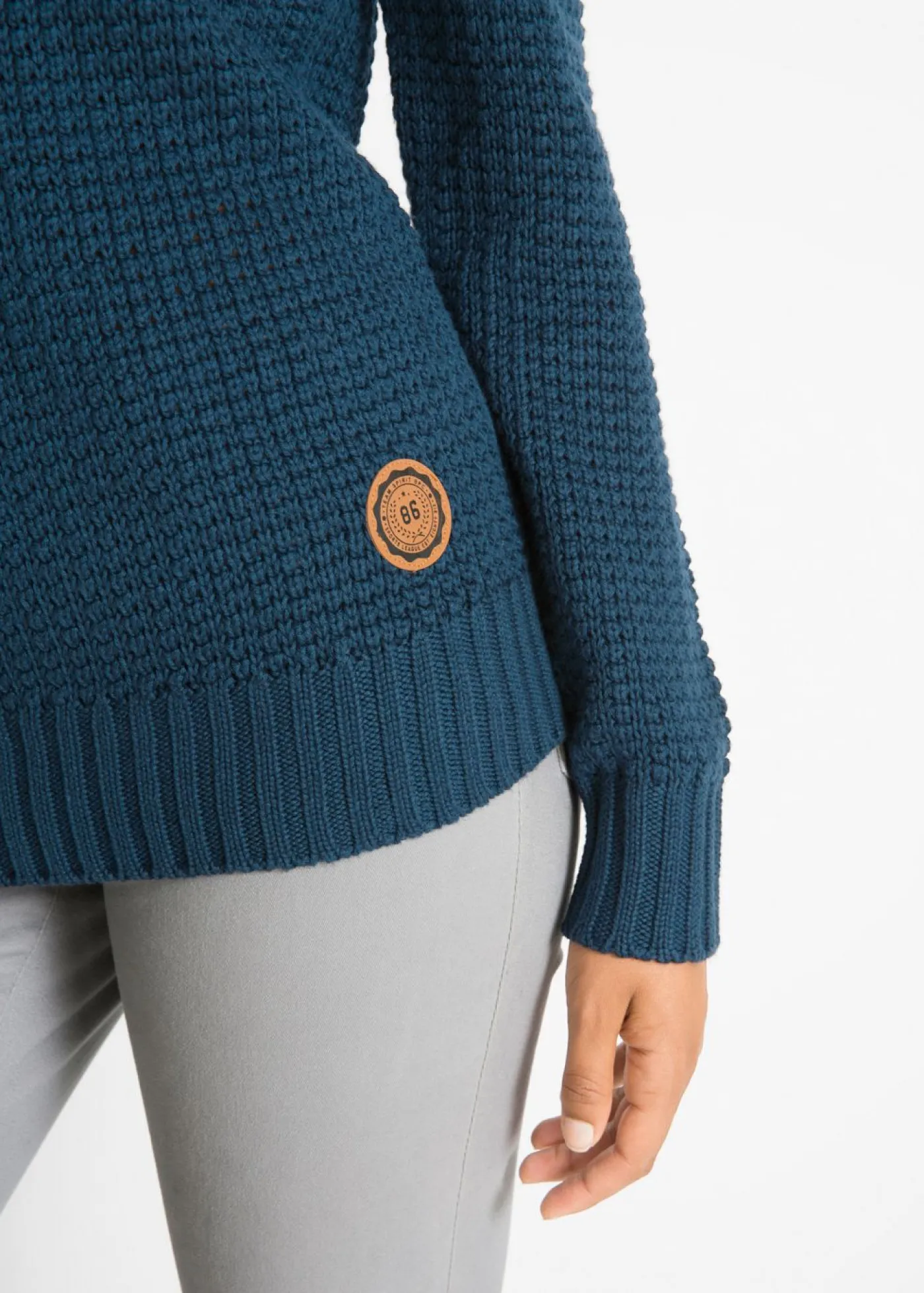 bonprix bonprix Jersey de cuello alto con cordones Azul marino Discount