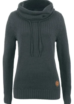 bonprix bonprix Jersey de cuello alto con cordones Negro New