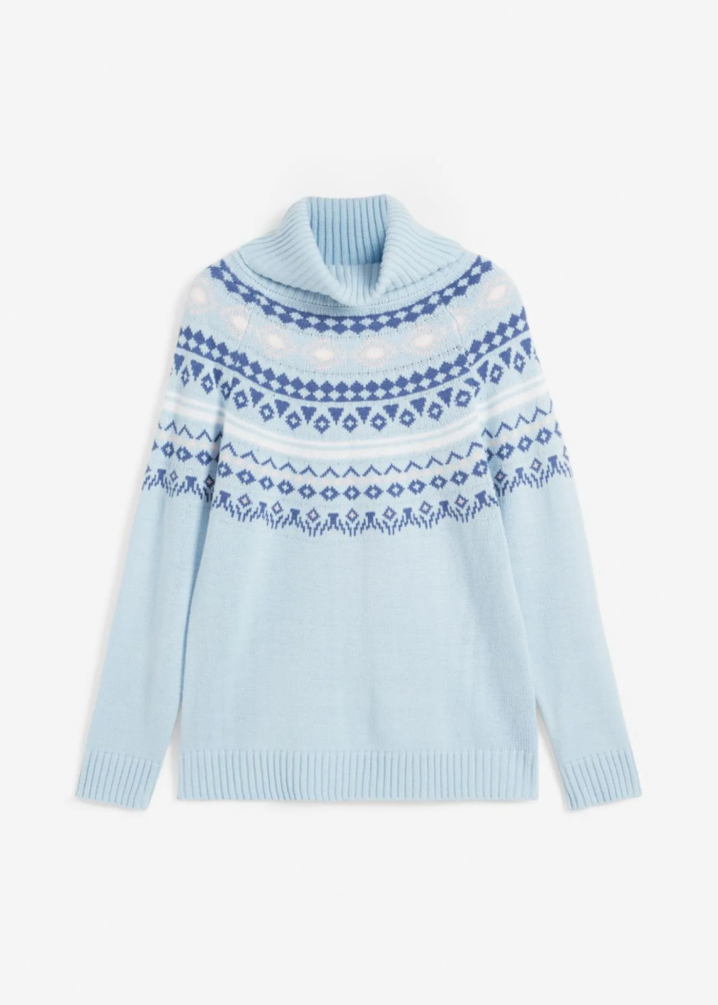 bonprix bonprix Jersey de cuello alto con patrón nórdico Azul niebla con patrón nórdico New