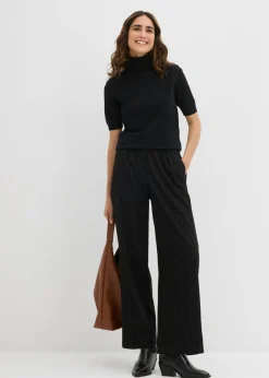 bonprix bonprix Jersey de cuello alto y manga corta Negro Sale