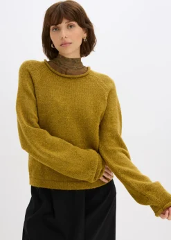 bonprix bonprix Jersey de cuello redondo verde tierra moteado Sale