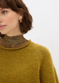 bonprix bonprix Jersey de cuello redondo verde tierra moteado Sale