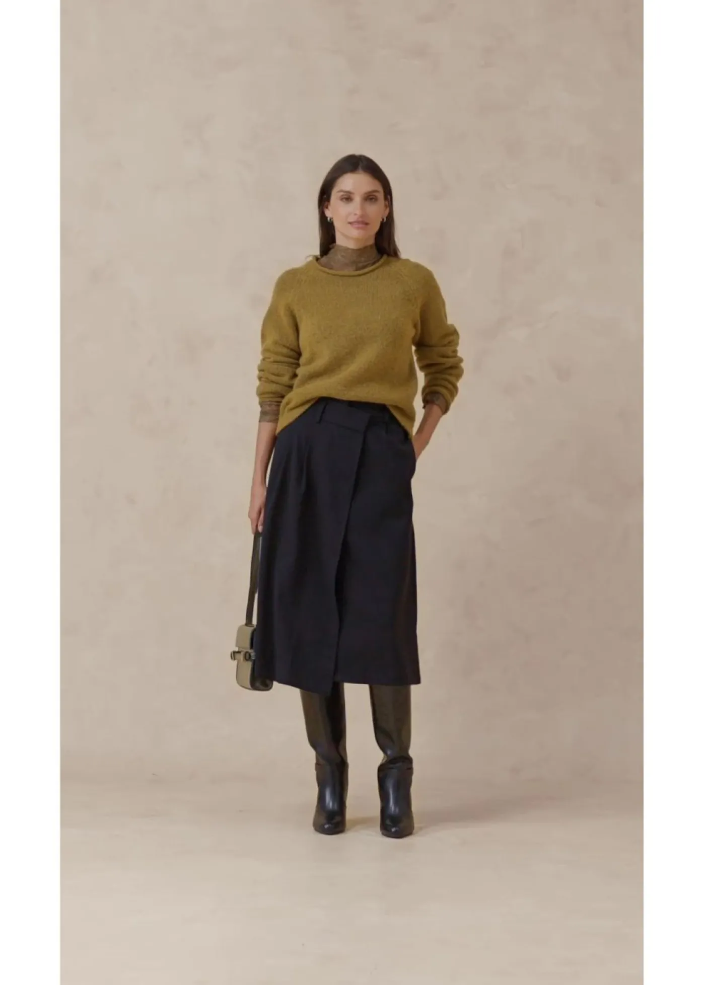 bonprix bonprix Jersey de cuello redondo verde tierra moteado Sale