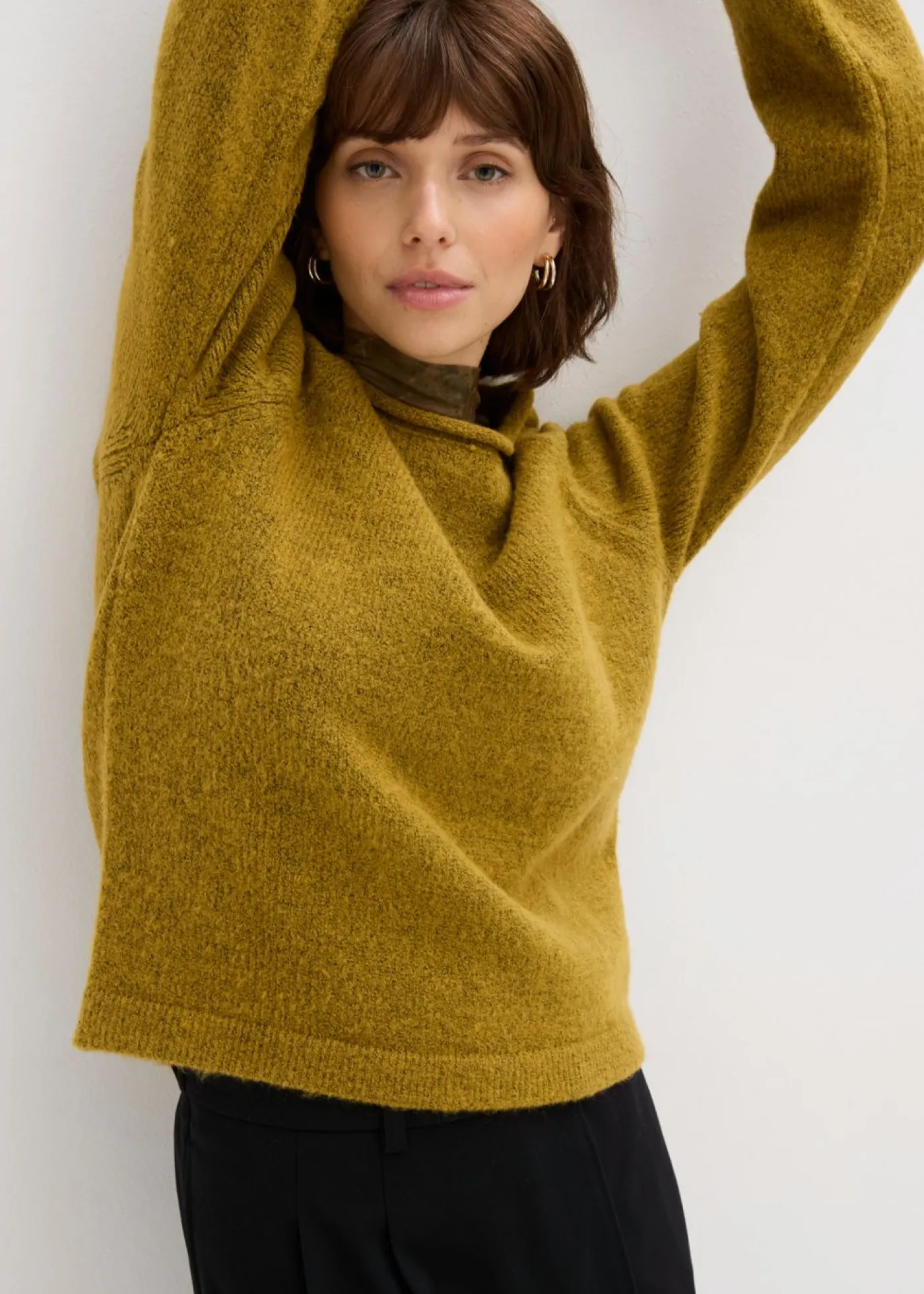 bonprix bonprix Jersey de cuello redondo verde tierra moteado Sale