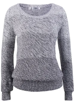 bonprix bonprix Jersey de cuello redondo con degradado cromático y manga larga Gris jaspeado Outlet
