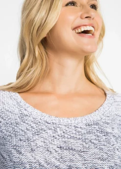 bonprix bonprix Jersey de cuello redondo con degradado cromático y manga larga Gris jaspeado Outlet