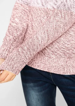 bonprix bonprix Jersey de cuello redondo con degradado cromático y manga larga Rosa vintage Online