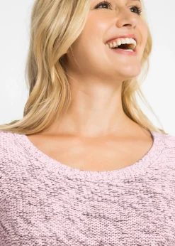 bonprix bonprix Jersey de cuello redondo con degradado cromático y manga larga Rosa vintage Online