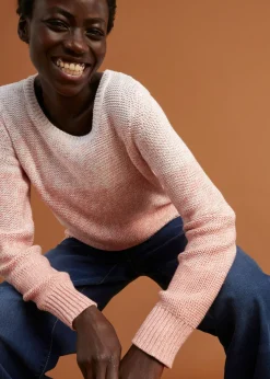 bonprix bonprix Jersey de cuello redondo con degradado cromático y manga larga Rosa vintage Online