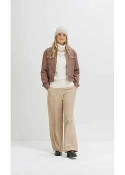 bonprix bonprix Jersey de cuello vuelto con lana merino Beige natural Sale