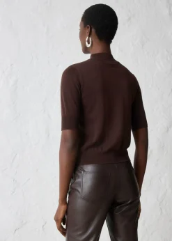 bonprix bonprix Jersey de cuello vuelto con mezcla de lana suave Marrón oscuro Best