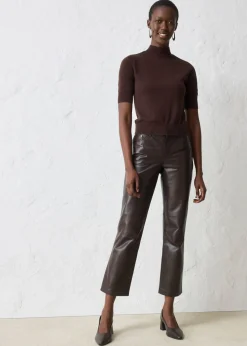 bonprix bonprix Jersey de cuello vuelto con mezcla de lana suave Marrón oscuro Best
