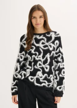 bonprix bonprix Jersey de jacquard de suave mezcla de viscosa Negro-blanco lana New