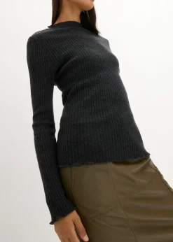 bonprix bonprix Jersey de lana merino fina gris oscuro moteado Online