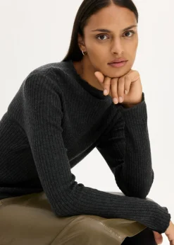 bonprix bonprix Jersey de lana merino fina gris oscuro moteado Online