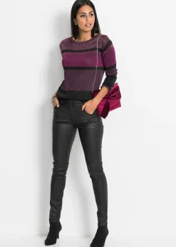 bonprix bonprix Jersey de lúrex de rayas púrpura / rosa caliente / negro Sale