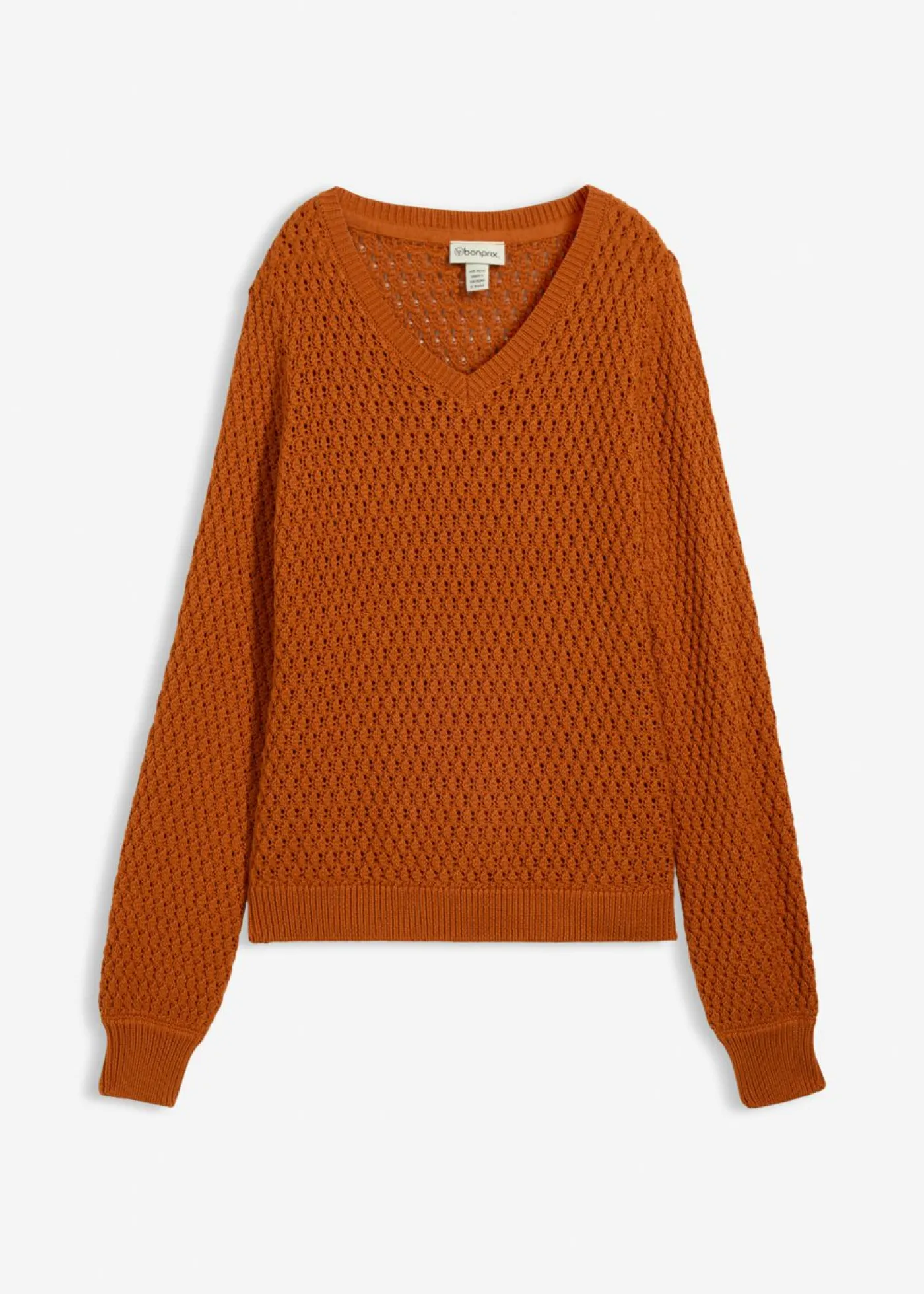 bonprix bonprix Jersey de mezcla de algodón Marrón anaranjado Online