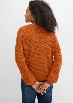 bonprix bonprix Jersey de mezcla de algodón Marrón anaranjado Online