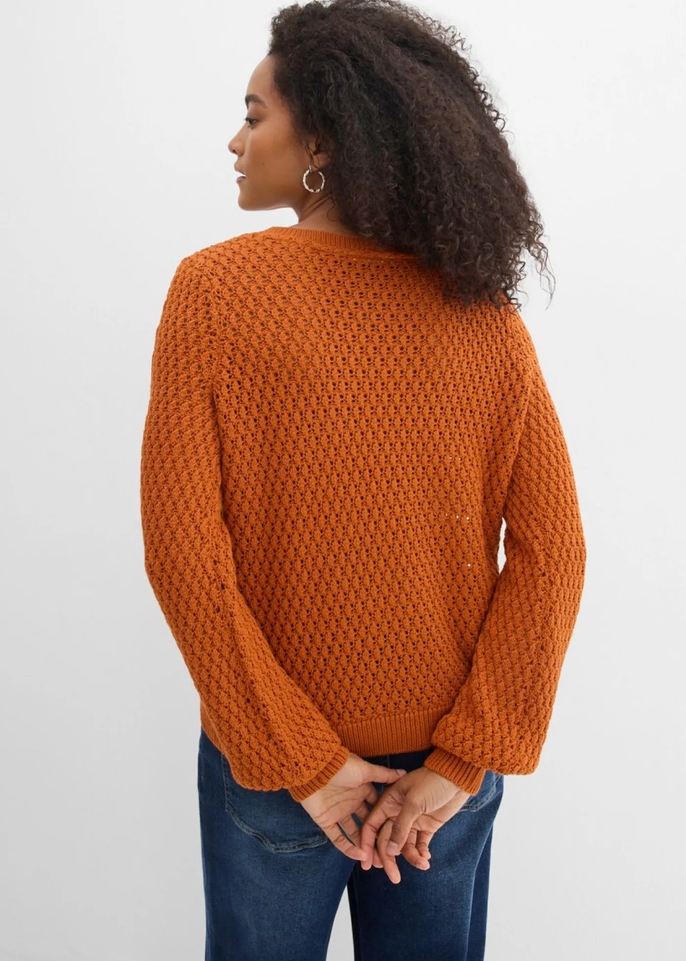 bonprix bonprix Jersey de mezcla de algodón Marrón anaranjado Online