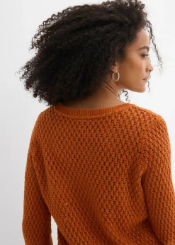 bonprix bonprix Jersey de mezcla de algodón Marrón anaranjado Online