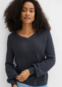 bonprix bonprix Jersey de mezcla de algodón Azul oscuro Hot