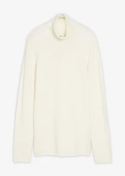 bonprix bonprix Jersey de mezcla de cachemir suave con cuello vuelto Blanco lana Clearance