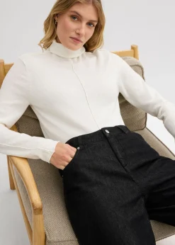 bonprix bonprix Jersey de mezcla de cachemir suave con cuello vuelto Blanco lana Clearance