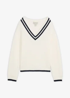 bonprix bonprix Jersey de mezcla de viscosa Blanco lana/azul marino Hot