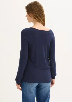 bonprix bonprix Jersey de mezcla de viscosa fluida Azul marino Hot