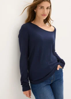 bonprix bonprix Jersey de mezcla de viscosa fluida Azul marino Hot