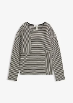 bonprix bonprix Jersey de punto negro-blanco lana con rayas Online
