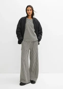 bonprix bonprix Jersey de punto negro-blanco lana con rayas Online