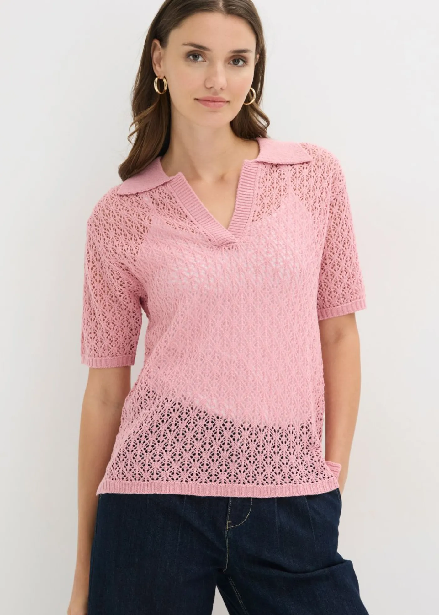 bonprix bonprix Jersey de punto ajour orquídea ahumado