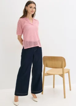 bonprix bonprix Jersey de punto ajour orquídea ahumado