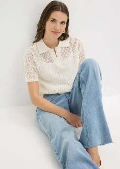 bonprix bonprix Jersey de punto ajour Blanco lana