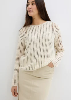 bonprix bonprix Jersey de punto ajour Crudo Outlet