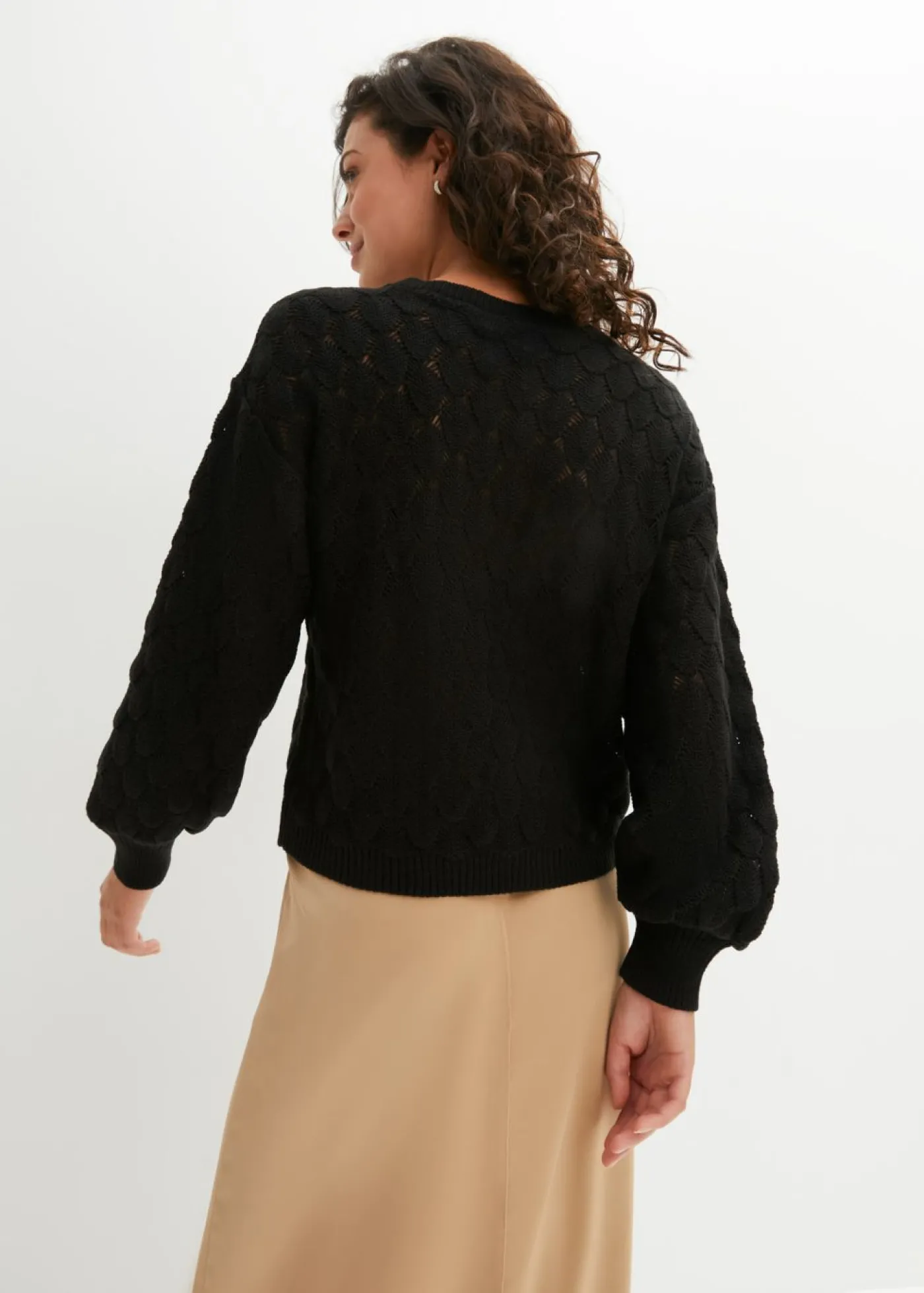 bonprix bonprix Jersey de punto ajour Negro Hot