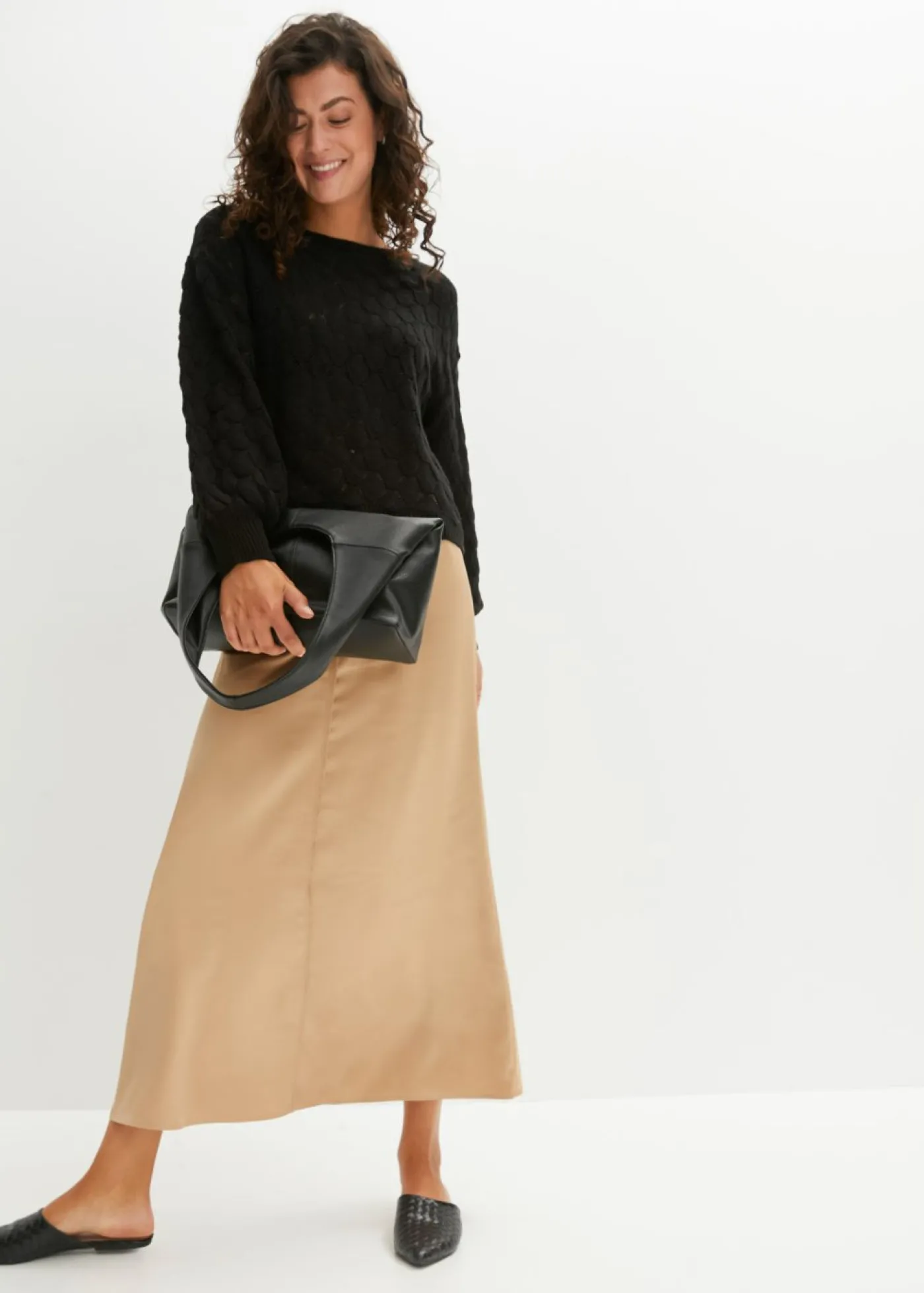 bonprix bonprix Jersey de punto ajour Negro Hot