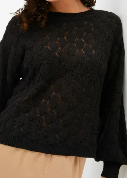 bonprix bonprix Jersey de punto ajour Negro Hot