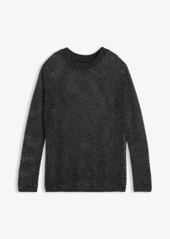 bonprix bonprix Jersey de punto ajour con hilo brillante Negro New