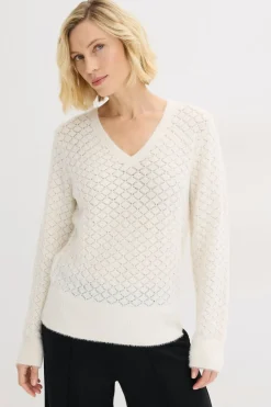 bonprix bonprix Jersey de punto ajour con hilo suave blanco perla Best