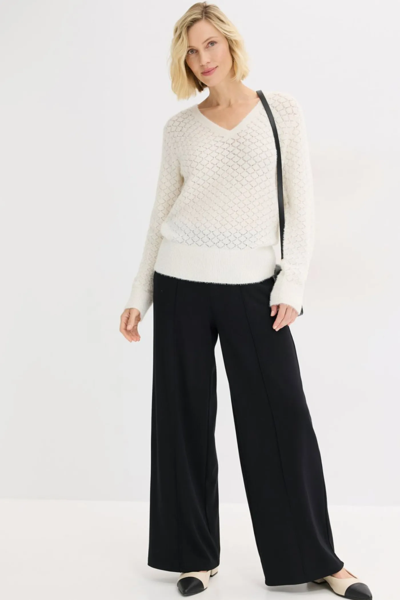 bonprix bonprix Jersey de punto ajour con hilo suave blanco perla Best