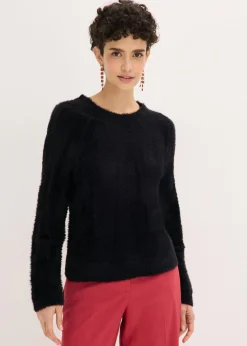 bonprix bonprix Jersey de punto ajour con hilo suave Negro Best