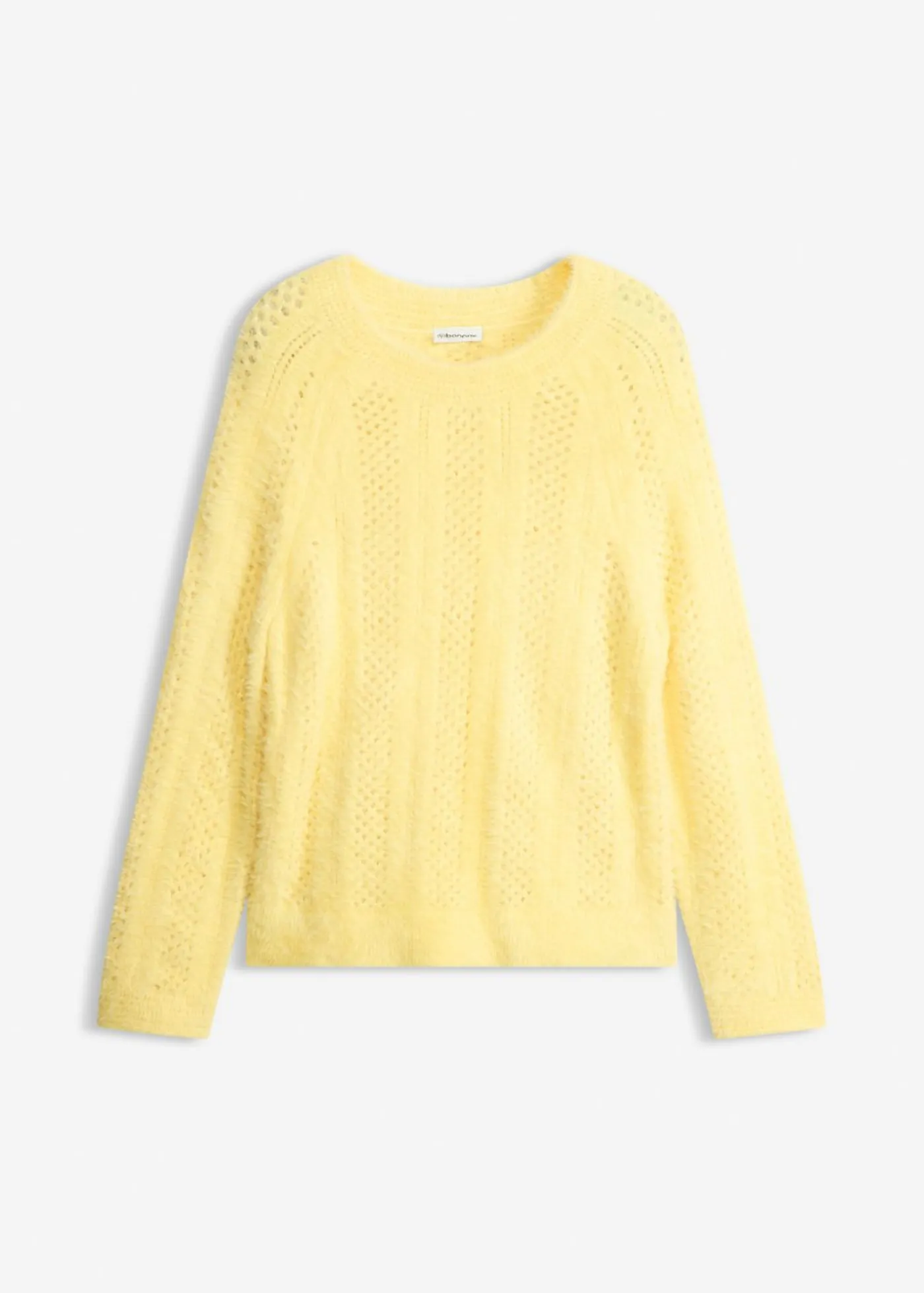 bonprix bonprix Jersey de punto ajour con hilo suave Amarillo claro New