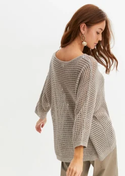 bonprix bonprix Jersey de punto ajour de mezcla de viscosa Marrón grisáceo Best